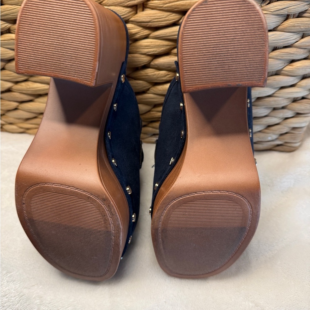 Journee Collection Greta Navy Suede Studded Mules – Horsebit Clogs – Sz 7 - Picture 6 of 9